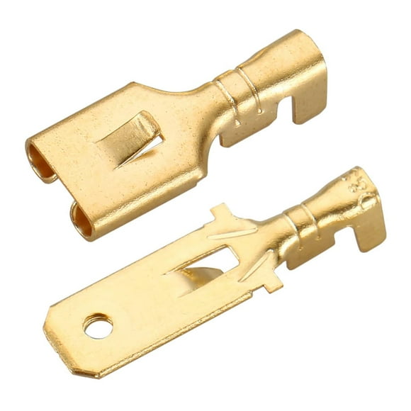 Baomain 1/4" Female&Male Spade Quick Splice Crimp Terminals 6.3mm Crimp Connector Non Insulated Pack of 200