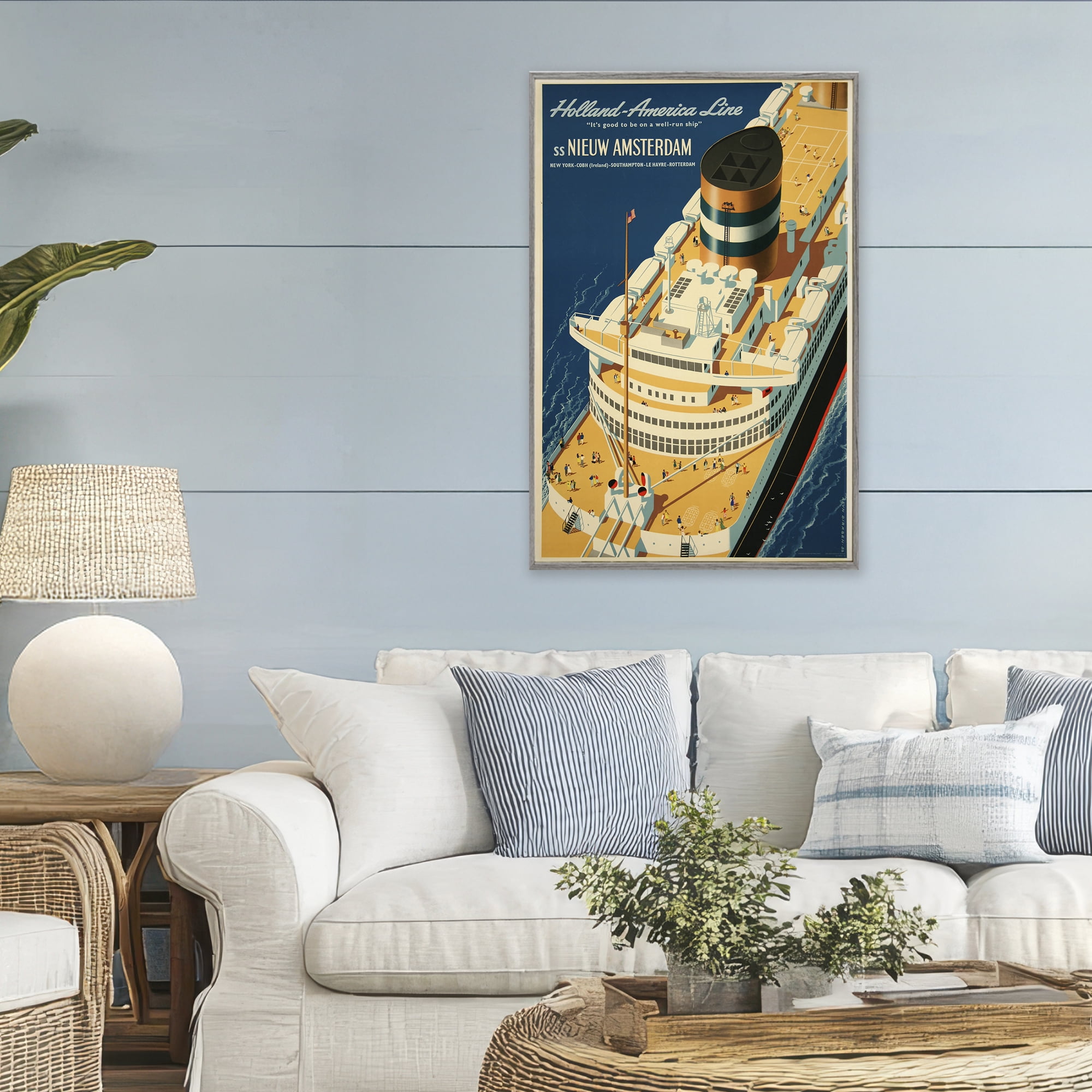 Stupell Industries Nieuw Amsterdam Cruise Ship Gray Framed Giclee Art, design by Vintage Posters