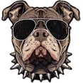 thumbnail image 1 of Letrero de hojalata con diseño de perro y gafas de sol, estilo bulldog francés, estilo vintage, placa retro de perro, decoración de pared de metal., 1 of 8