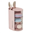 thumbnail image 1 of Soporte para Brochas de Maquillaje Organizador de Brochas de Maquillaje con 2 Ranuras, Organizador de CosméTicos Giratorio de 3 , Caja de Maquillaje de Escritorio, Rosa, 1 of 5