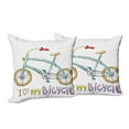 thumbnail image 6 of Ambesonne Cartoon Throw Pillow Cover 2 Pack, Bicycle Love Words, 16", Multicolor, 6 of 6