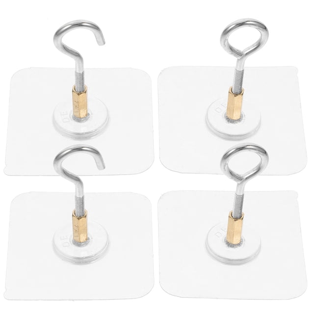 RENACLIPY 4Pcs Heavy Duty Adhesive Ceiling Hooks Strong Self Adhesive Hooks for Home Kitchen Bathroom Use