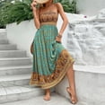 thumbnail image 4 of Rovga Women's Summer Dresses Vacation Strapless Bohemian Floral Print Beach Dress Leisure Dailywear, 4 of 7