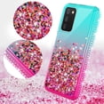 thumbnail image 3 of SPY CASE for Samsung Galaxy A03S Liquid Glitter Phone Case Cover with Tempered Glass Screen Protector - Pink/Teal, 3 of 5