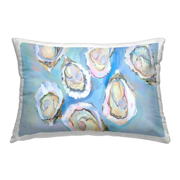 Stupell Industries Pastel Oysters on Blue Decorative Printed Throw Pillow Design by Arlington Prints.