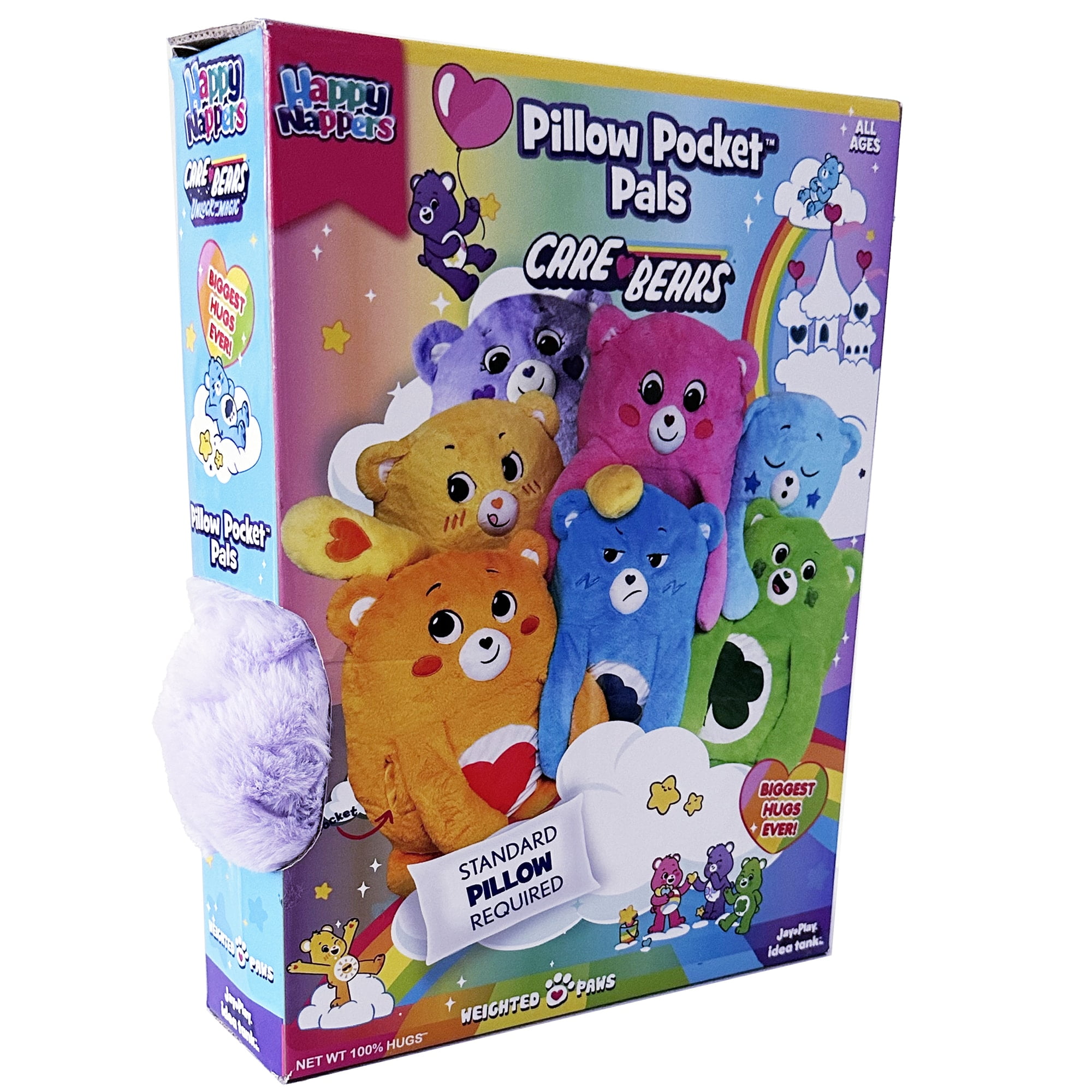 Happy Nappers: Care Bears Pillow Pocket Pal - Share Bear - Plush Character Pillow Case, Animal Cover w/ Weighted Paws, Soft Huggable Companion, Kids