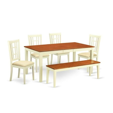 East West Furniture Nico6 Whi C Kitchen Table Set Together With East West Furniture Nico6 Whi C Kitchen Table Set Together With Dining Room 4 Chairs Plus A Bench 44 Ermilk Cherry 6 Piece