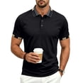 thumbnail image 2 of KLHDSF Men's Short Sleeve Polo Shirts Casual Slim Fit Basic Cotton Shirt Top 3-Button Golf Shirt, Summer Wear, Casual, Trip, Work, Outdoor Black L, 2 of 10