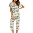 thumbnail image 3 of HAHDAXIA Womens Pajama Set Cotton Capri Pant Pyjama Short Sleeve Sleepwear Summer Pjs, 3 of 7