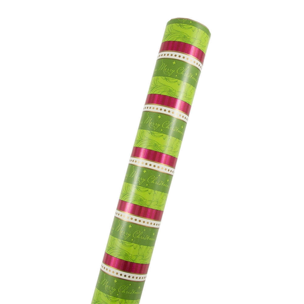 JAM Paper Christmas Design Gift Wrapping Paper, 22.5 sq. ft., Lime