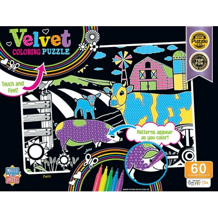 UPC: 0705988118074 | MasterPieces 60 Piece Puzzle for Kids – Farm Velvet Coloring – 14 x19