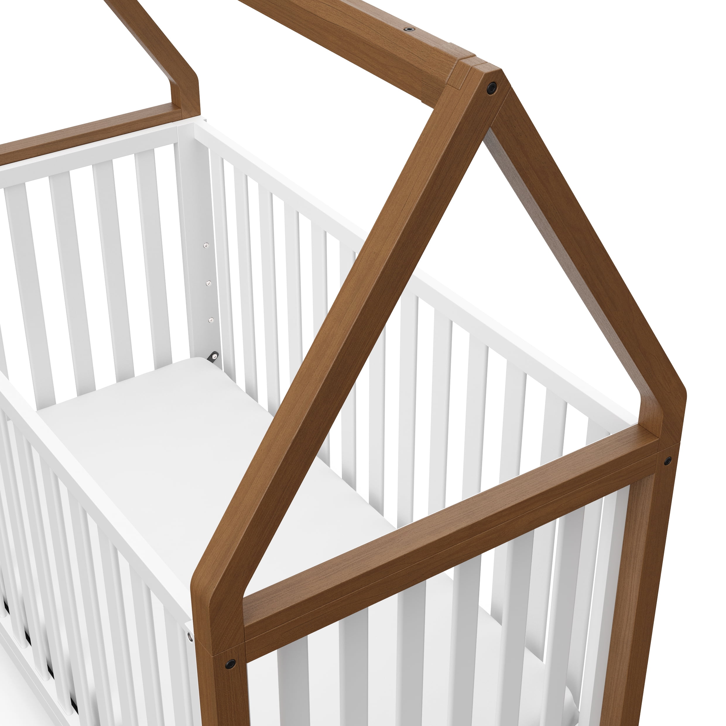Storkcraft Orchard 5-in-1 Convertible Baby Crib, White/Hazelnut