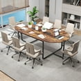 thumbnail image 2 of Costway 95" Conference Table for 10-12 People 2 Cable Management Grommets for Office Brown, 2 of 10