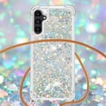 thumbnail image 5 of Long Crossbody Lanyard Clear Case for Samsung Galaxy A24 4G with Adjustable Neck Strap, Glitter Sparkly Bling Quicksand Phone Cover Cases for Samsung Galaxy A24 4G QKG Silver, 5 of 7