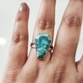 thumbnail image 5 of Coffin Blue Copper Turquoise Ring, Natural Turquoise Ring, December Birthstone, Womens Ring, Coffin Ring, 925 Sterling Silver, Christmas, Handmade, Statement Jewelry, Coffin Shape Gemstone Ring, 5 of 6