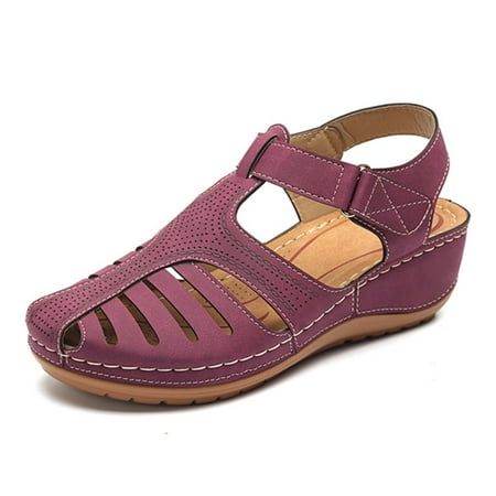 

Fidelma Women s sandals Women s Ladies Girls Comfortable Hollow Round Toe Sandals Soft Sole Shoes Purple-42