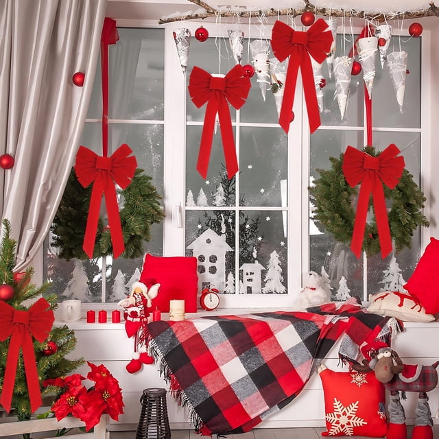 Xihbxyly Paletas No Reclamadas Lazo de Terciopelo para Árbol de Navidad, Decoración de Corona