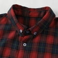 thumbnail image 6 of Men's Button Down Shirt Casual Flannel Plaid Slim Fit Long Sleeve Spread Collar Lightweight Top Red L, 6 of 7