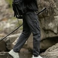 thumbnail image 4 of HOOMEUMY Mens Joggers Casual Cargo Pants Elastic Waist Drawstring Trousers Solid Color Tapered Lounge Pants with Multi Pocket Gray 8, 4 of 7