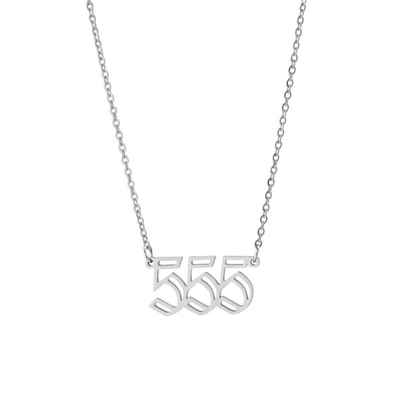 Angel Number Silver Plated Necklace - Stainless Steel Angel Number Pendant, Sleek Modern Jewelry for Women