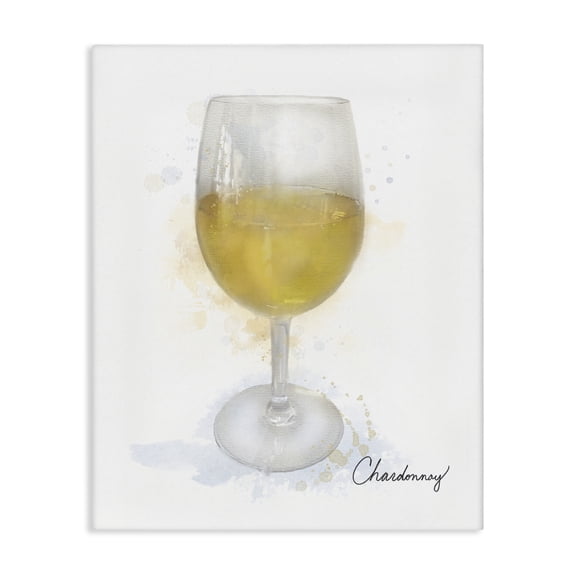 Stupell Industries Modern Chardonnay in Glass Food & Beverage Painting Wrapped Canvas Canvas Art Print Wall Art, 16 x 20