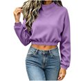 thumbnail image 5 of Cropped Sweatshirt for Women Fashion Trendy Mock Neck Loose Long Sleeves Pullover Top Fall Casual Outfits, 5 of 6