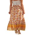 thumbnail image 4 of Womens Summer Fall Boho Floral Half Skirt High Waist A-Line Front Button Ruffle Beach Maxi Skirt S-XL, 4 of 7