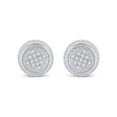 thumbnail image 2 of FB Jewels Sterling Silver Mens Round Diamond 3D Circle Disk Earrings 1/20 Cttw, 2 of 2