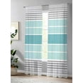 thumbnail image 4 of Minimalist Sheer Curtains 84 Inch Long 2 Panels, Turquoise Gradient Gray Stripe Light Filtering Rod Pocket Semi Sheer Curtains, Sheer Voile Drapes for Living Room Bedroom, 52"x84", 4 of 5