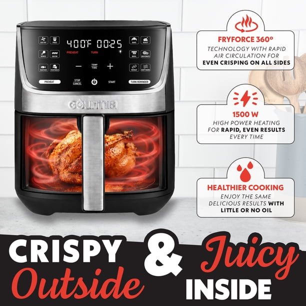 Gourmia 7 QT Digital Air Fryer with Easy View Window, 12-One Touch