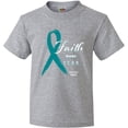 thumbnail image 3 of Inktastic Faith Over Fear Ovarian Cancer Awareness with Teal Ribbon Youth T-Shirt, 3 of 5