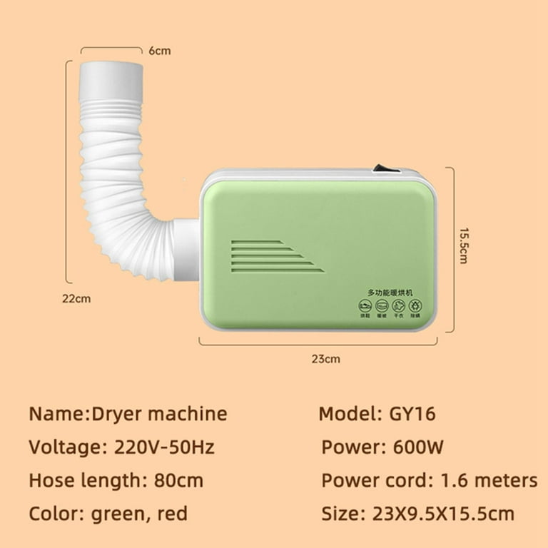 220V Household Multifunctional Portable Small Clothes Dryer, US Plug(Green)