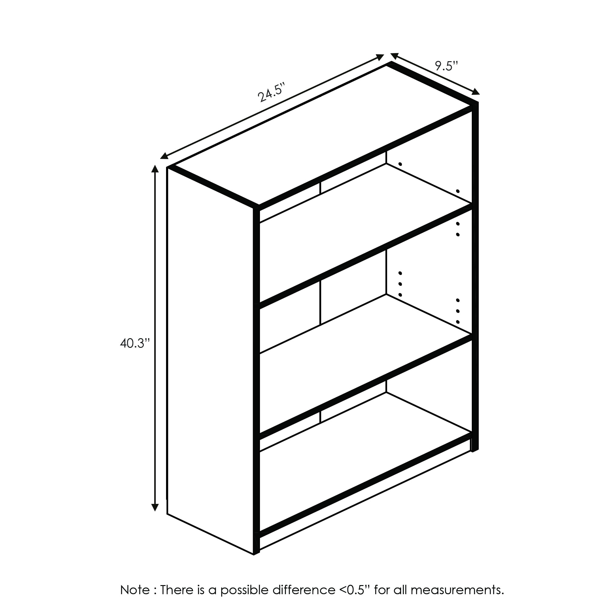 Furinno Jaya Simple Home 3 Tier Adjustable Shelf Bookcase