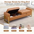 thumbnail image 4 of BaseBeauty 67" King Size End of Bed Storage Bench, Double Lids Storage Bench for Bedroom, Faux Leather Upholstered Storage Bench with Golden Legs, Brown, 4 of 9