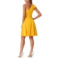 thumbnail image 3 of Vestido de fiesta A-Line con tirante asimétrico y lazo para mujer INSPIRE CHIC, con bolsillos, color amarillo, talla M, 3 of 6