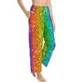 thumbnail image 3 of Kdxio Women's Comfy Stretch Glitter RainbowPrint Drawstring Pajama Pants-Small, 3 of 9