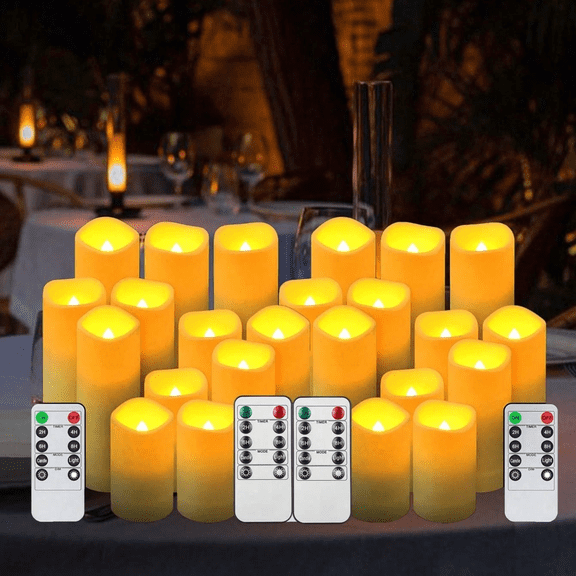 Goyuon LED Flameless Candles Remote Control Timer 3D Flame 24 Pack