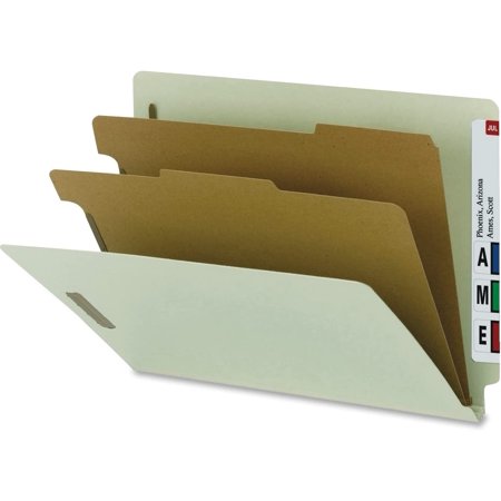 SP17252 End Classification Folders,2 Dividers,LTR,10/BX,GY Green