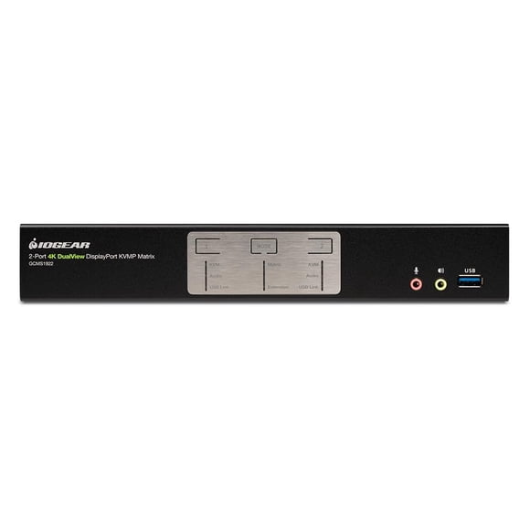 Conmutador KVM IOGEAR DisplayPort 4K Dual View de 2 puertos con USB 3.1
