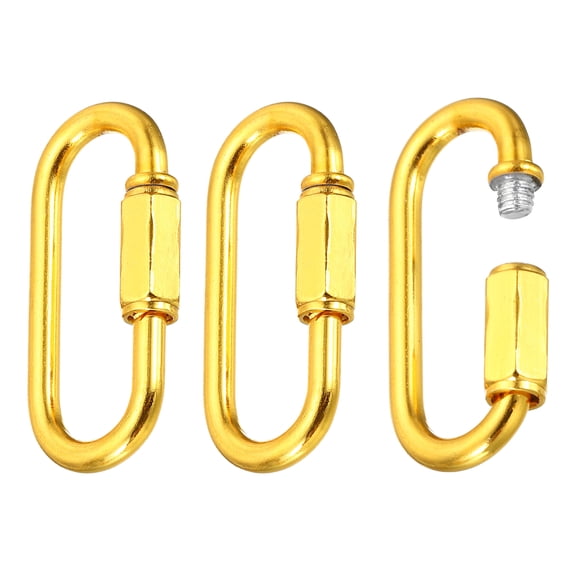 Chain Connectors, 5mm Thick Quick Link Screw Lock Oval Clips for Chandelier Pendant Lights, Gold, Pack of 3