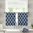 thumbnail image 2 of Navy Blue Morocco Pattern Sheer Curtains 54 Inches Length 2 Panels Set, Window Sheer Curtains for Living Room/Bedroom, White Moroccan Geometric Art Light Filtering Rod Pocket Curtain 52'' x 54'' x 2, 2 of 7