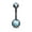 Black/Aqua, variant on 14GA Titanium IP 316L Double CZ Barbell Belly Rings (Various Colors)
