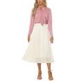 thumbnail image 2 of Falda midi plisada INSPIRE CHIC para mujer, falda de acordeón casual con cintura elástica, L blanca, 2 of 6