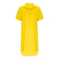 thumbnail image 4 of Ayolanni Yellow Women Dresses V-Neck Knee-Length Short Sleeve Solid Shirt Dresses Dinner Dresses for Women 2025 S, 4 of 6