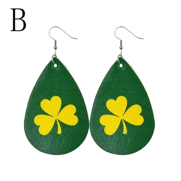 Pendientes para mujer, regalos para mujer, pendientes de San Patricio, pendientes de sombrero verde geométrico irlandés, joyería para mujer, pendientes de moda.
