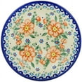 thumbnail image 2 of Polish Pottery 9-inch Pasta Bowl (Peach Tudor Rose Theme) Hand Painted in Boleslawiec, Poland + Certificate of Authenticity, 2 of 6