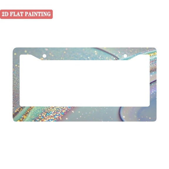 1Pack License Plate Frames with Pastel Glitter Sparkle Dreamy Pattern Includes Screws & Caps Full Accessories Included Size 6.3x12.2inch(16x31cm)