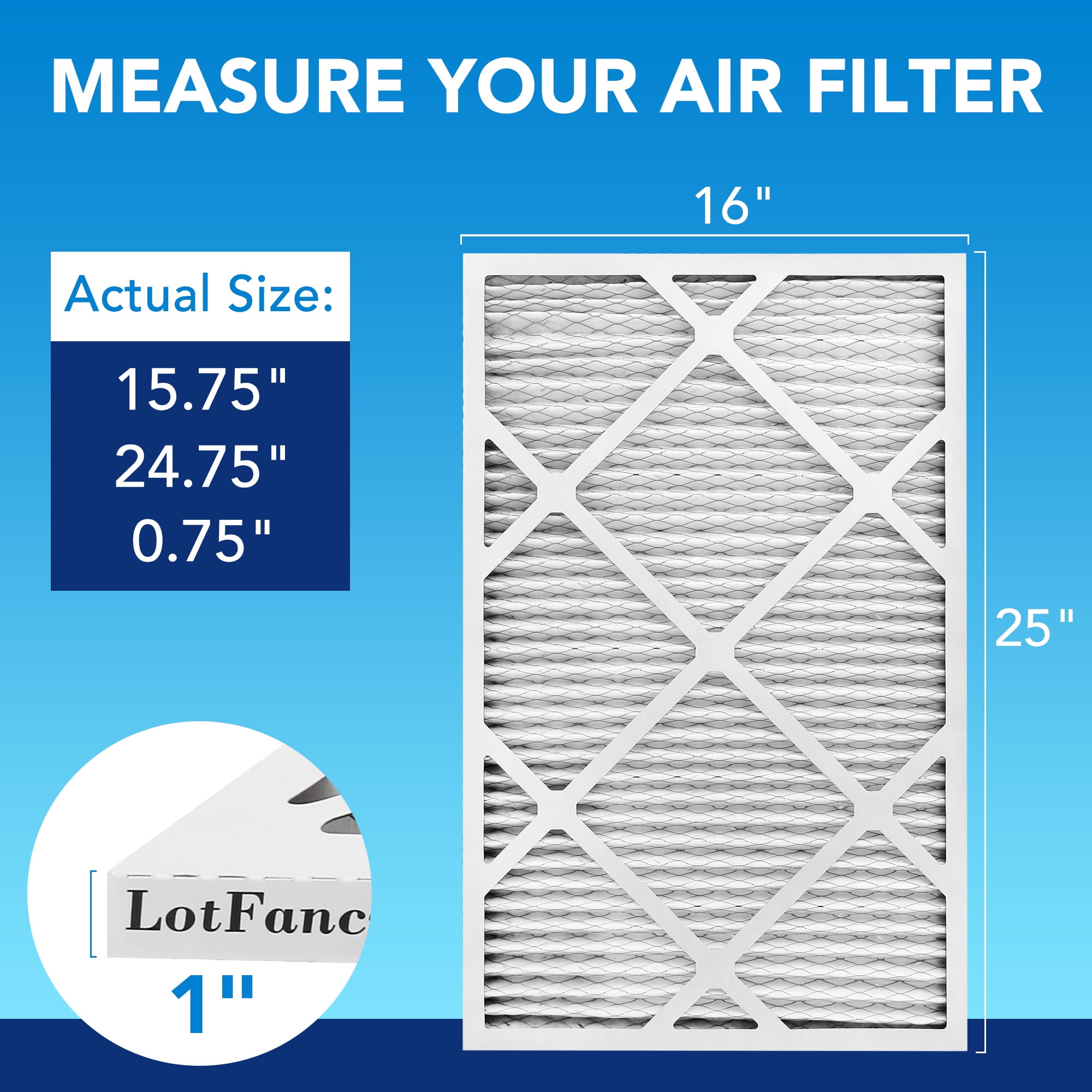 LotFancy 16x25x1 Air Filters, MERV 13 Pleated HVAC AC Furnace Air Filters, 4 Pack