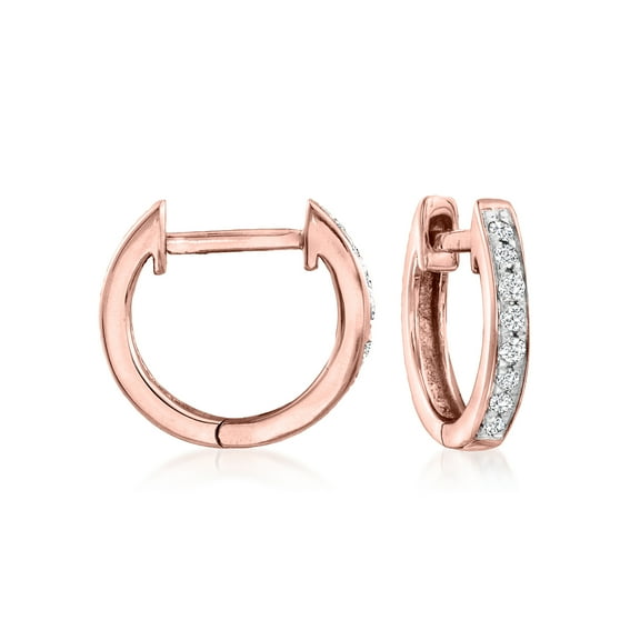 Pure Collection by Ross-Simons 0.10 ct. t.w. Diamond Huggie Hoop Earrings in 14kt Rose Gold, Women's, Adult
