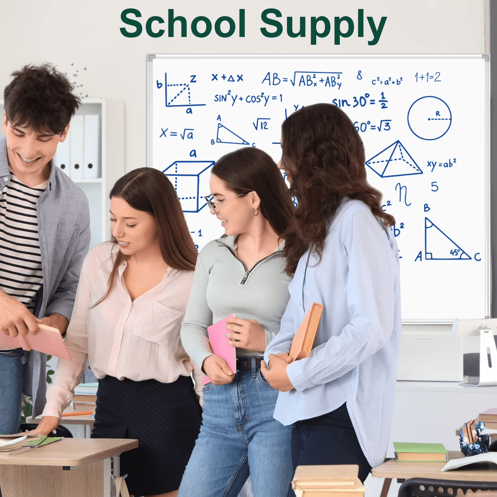Lockways Dry Erase Board 35" x 23", Magnetic Whiteboard for Wall, Aluminium Frame Wall mounted Whiteboard for Home, School, Office